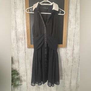 Womens White House Black Market Size 0 White And Black Dress Removable Collar